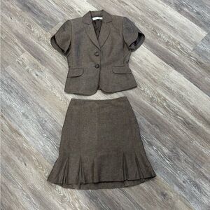 Tahari ASL Brown Two-Piece Skirt Set